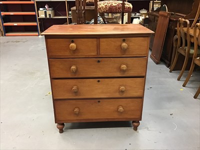 Lot 898 - Victorian satin walnut chest of five drawers on turned feet.