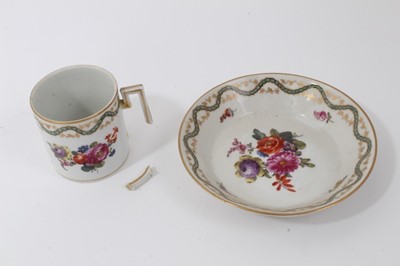 Lot 167 - Late 19th century Vienna porcelain cabaret coffee set with painted floral sprays - comprising coffee pot, milk jug, sucrier and cover, pair coffee cans and saucers and octagonal tray - underglazed...