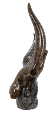 Lot 825 - *Laurence Broderick (b. 1935), bronze, Diving Otter IV numbered 5/7