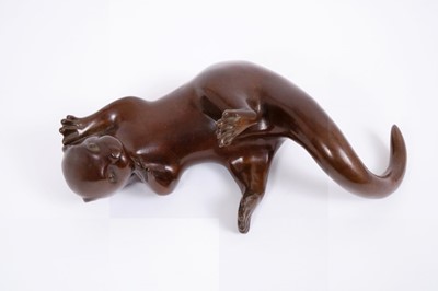 Lot 824 - Laurence Broderick (b. 1935) bronze ‘Maquette V - playful otter cub’,  signed and inscribed.