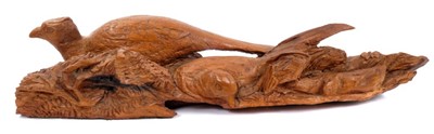 Lot 832 - Clarence Reeve (contemporary ) woodcarving - pheasants, signed