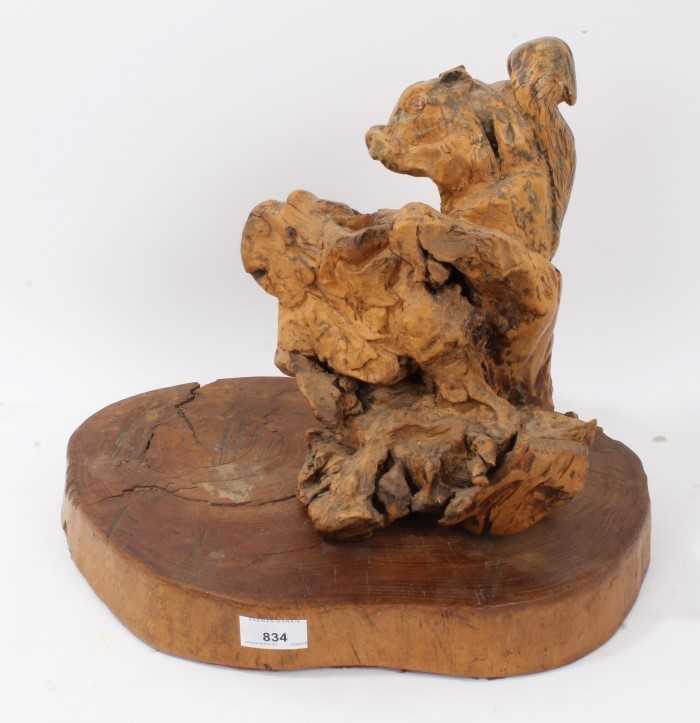 Lot 263 - Clarence Reeve (contemporary ) woodcarving - squirrel on plinth base