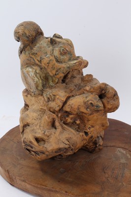 Lot 263 - Clarence Reeve (contemporary ) woodcarving - squirrel on plinth base