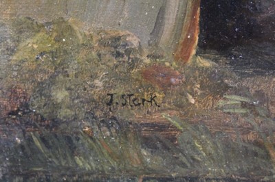 Lot 891 - Manner of James Stark, oil on canvas figures beside a loch.