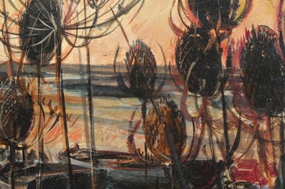 Lot 885 - *Cavendish Morton (1911-2015) oil on board - Red sunrise. Norfolk coast