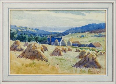 Lot 884 - Follower of Edward Seago - watercolour, landscape towards the coast