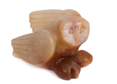 Lot 819 - *Laurence Broderick (b. 1935) carved alabaster - Walberswick Owl, signed and dated 2008.