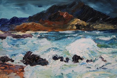 Lot 888 - Kathleen Wylie (late 20th century) oil on board, Coastal scene