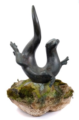 Lot 818 - *Laurence Broderick (b. 1935) bronze - 'Teko- The Swimming otter'