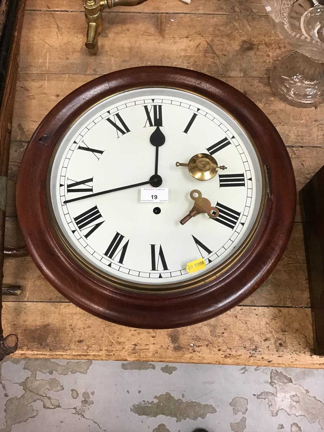 Lot 19 - Victorian-style wall clock with white dial and Roman numerals