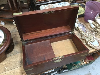 Lot 23 - Georgian mahogany brass bound writing slope with brass flush side handles and single drawer