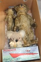 Lot 2855 - Old Teddy Bear - blond mohair, clear glass...