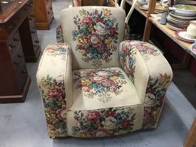 Lot 1065 - Art Deco floral upholstered arm chair