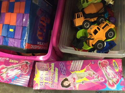 Lot 459 - Quantity modern toys, games, Barbie typewriter, scooters etc