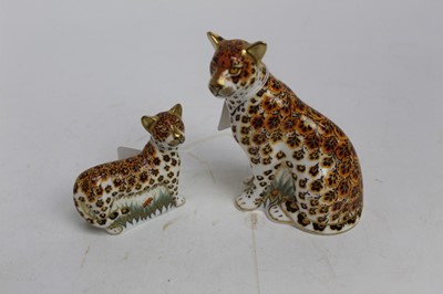 Lot 904 - Two Royal Crown Derby paperweights- Leopardess and Leopard Cub