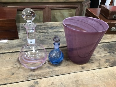 Lot 27 - Caithness glass decanter and scent bottle, and an art glass vase (3)