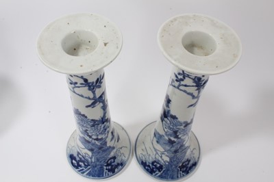Lot 159 - Pair of 19th century Chinese blue and white candlesticks