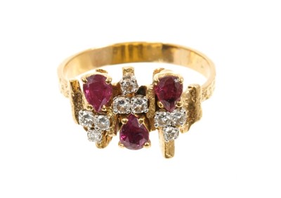 Lot 503 - 18ct gold ruby and diamond dress ring