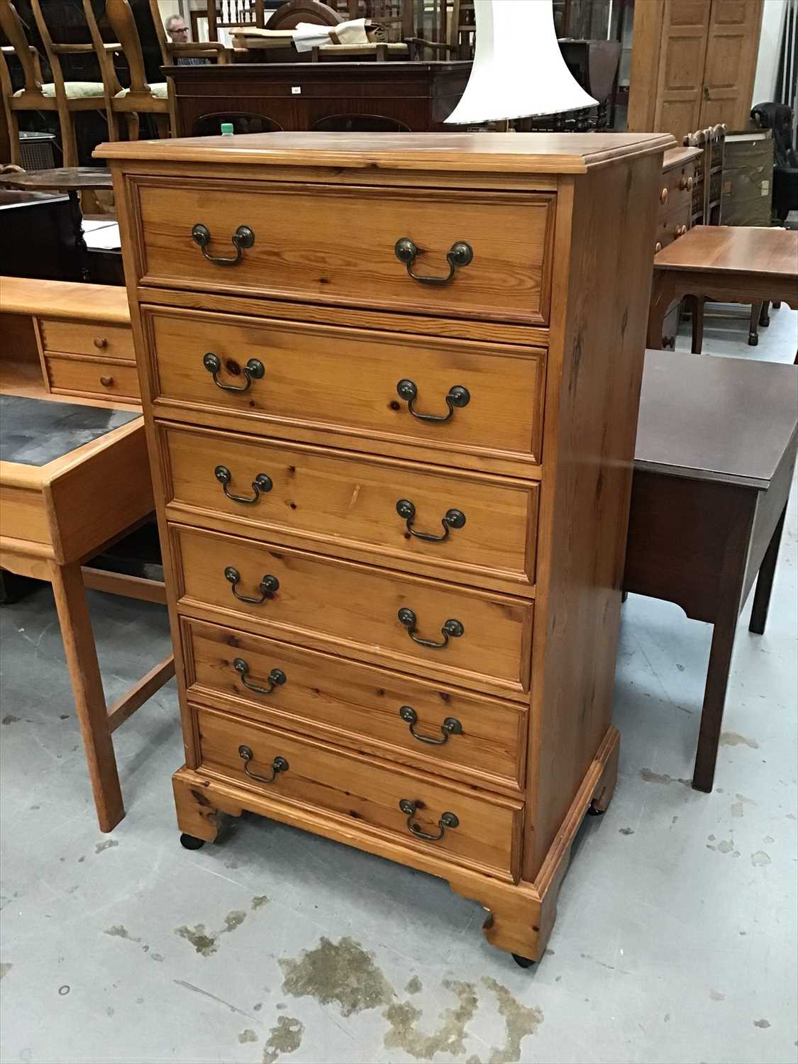 Lot 925 - Pine chest of six drawers