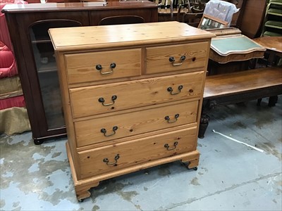 Lot 926 - Pine chest of two short and three long drawers