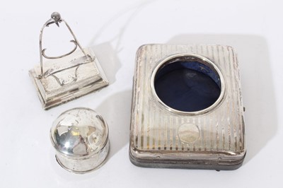 Lot 326 - Silver watch stand, silver pocket watch holder, Dutch silver lidded circular pot