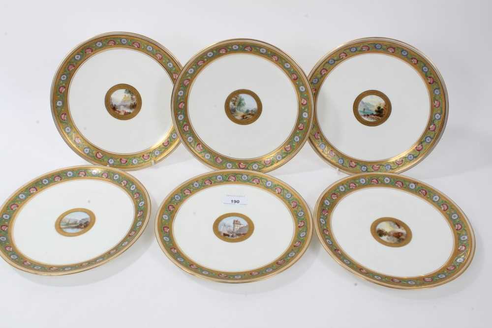 Lot 190 - Six Victorian Minton hand painted cabinet plates