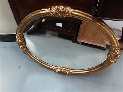 Lot 936 - Bevelled wall mirror in gilt frame and three other mirrors