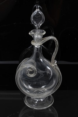 Lot 185 - Unusual Victorian glass ewer with simulated rope handle