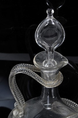 Lot 185 - Unusual Victorian glass ewer with simulated rope handle