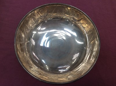 Lot 211 - Contemporary silver rose bowl and wooden stand.