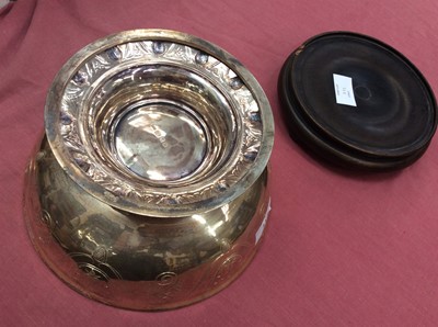 Lot 211 - Contemporary silver rose bowl and wooden stand.