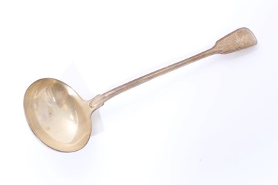 Lot 205 - William IV silver fiddle and thread pattern serving ladle