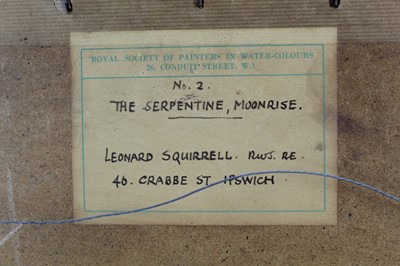 Lot 968 - *Leonard Squirrell (1893-1979) watercolour The Serpentine