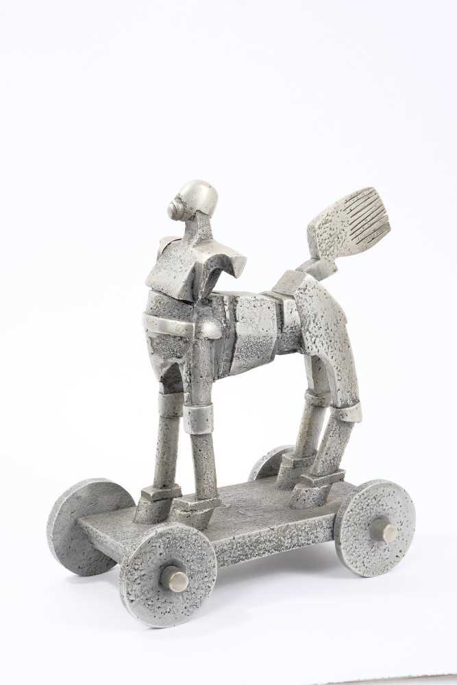 Lot 793 - Jonathan Clarke (1961) - cast aluminium sculpture on wheels, signed JC 93