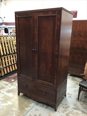 Lot 945 - Antique style double wardrobe with single drawer below