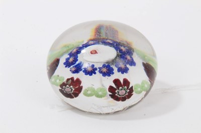 Lot 116 - Fine 19th century French glass paperweight with central white and red rose with floral border, 4.5cm