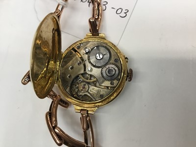 Lot 611 - Two ladies' gold cased wristwatches