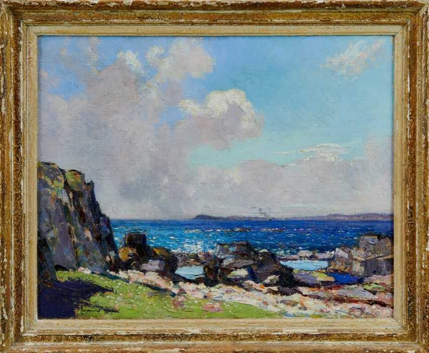 Lot 907 - William Douglas Macleod (1892 - 1963), oil on canvas- coastal landscape, 40cm x 50cm