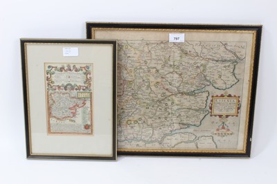 Lot 797 - William Kip 17th Century hand coloured map of Essex and one other