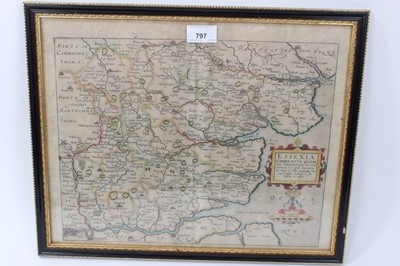 Lot 797 - William Kip 17th Century hand coloured map of Essex and one other