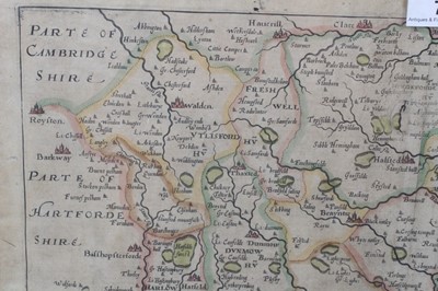 Lot 797 - William Kip 17th Century hand coloured map of Essex and one other