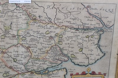 Lot 797 - William Kip 17th Century hand coloured map of Essex and one other