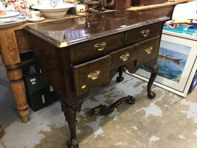 Lot 1020 - Early 18th century walnut cross-banded lowboy (probably base of a chest on stand)