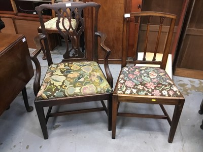 Lot 1049 - Two George III mahogany dining chairs