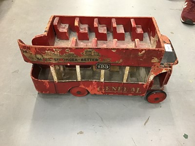 Lot 1517 - Scratch-built model of a London bus, together with a similar scratch built train