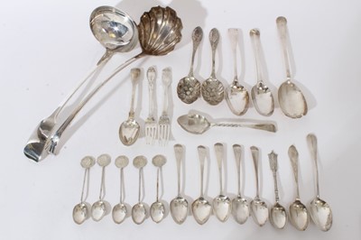 Lot 350 - Selection of miscellaneous silver and white metal flatware.