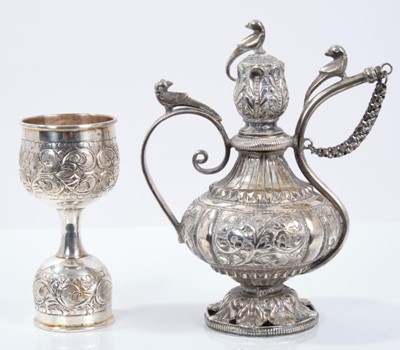 Lot 351 - Indian silver double ended wager cup and perfume bottle.