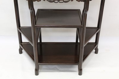 Lot 1268 - Chinese hardwood and marble inset demi-lune side table.