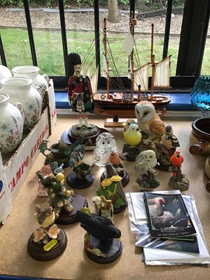 Lot 81 - Collection of Country Artists and Broadway birds ornaments, wooden display ship and other figure