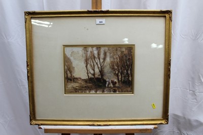 Lot 909 - Albert Ernest Bottomley (1873 - 1950) watercolour in glazed gilt frame, the Carroll Gallery label verso, titled- The Watering place